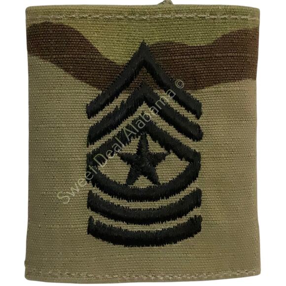 U.S. Army Embroidered Sgt. Major OCP Slip-On Rank Insignia, Multi-Camo 2 x 1.75 - Picture 2 of 3